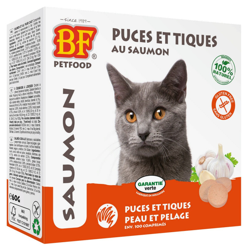 Comprimés puces et tiques au saumon pour chats - Biofood