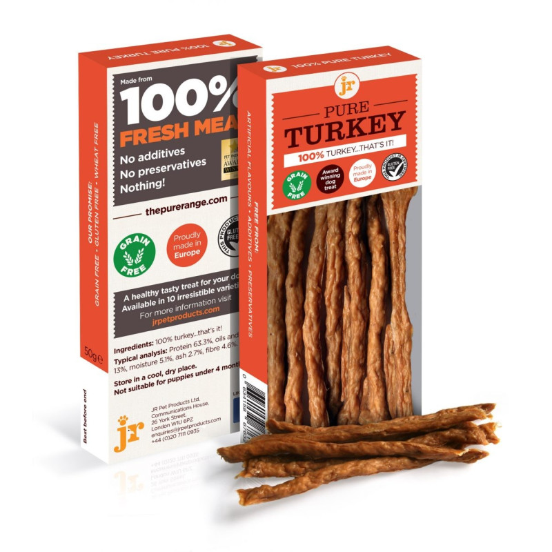 Sticks de viande pour chiens JR Pet Products Dinde