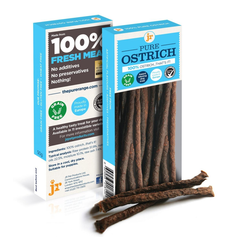 Sticks de viande pour chiens JR Pet Products Autruche