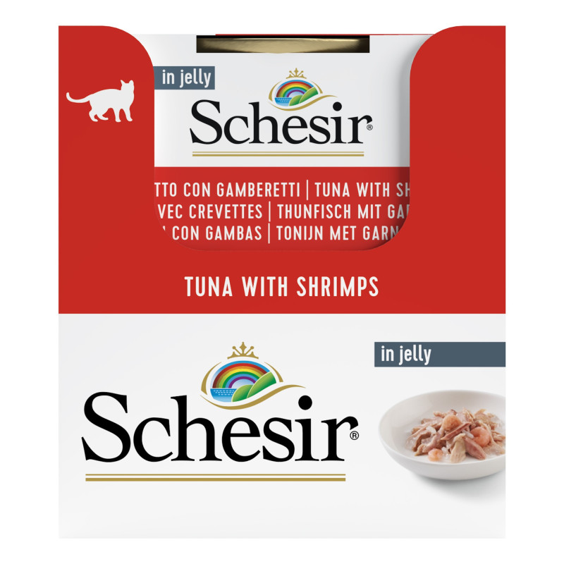 Schesir exclu web - Pack de 6 boites x 85g chat en gelée Thon crevettes