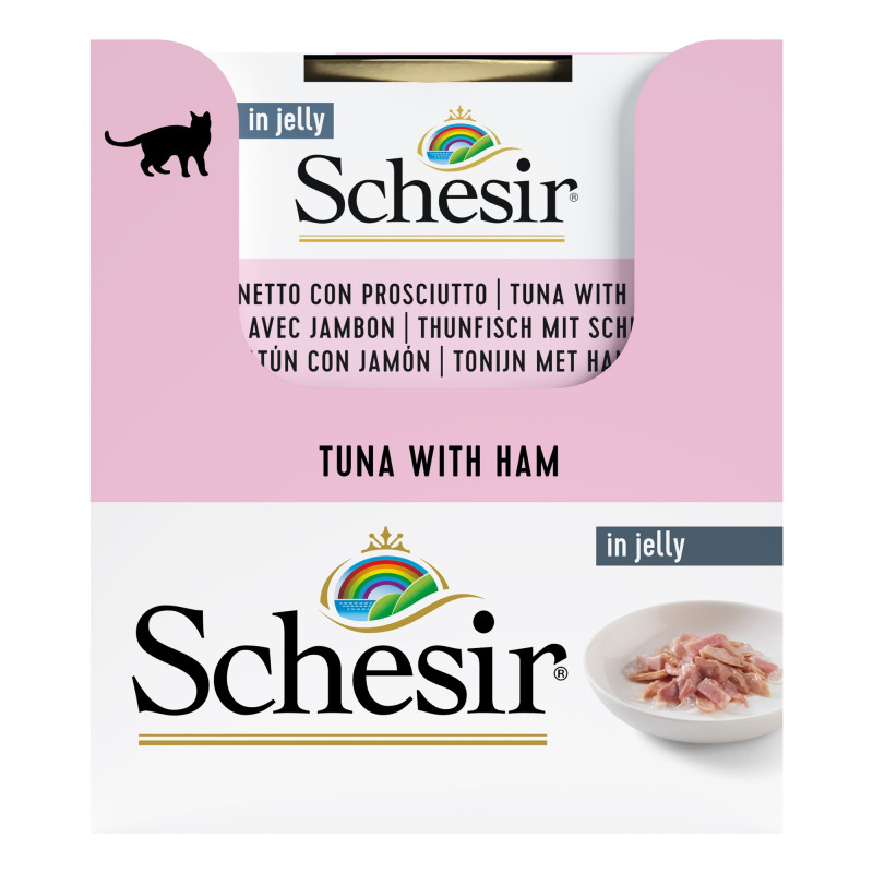 Schesir exclu web - Pack de 6 boites x 85g chat en gelée Thon jambon