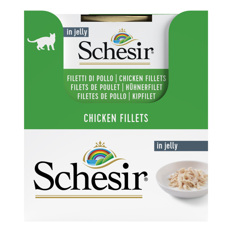 Schesir exclu web - Pack de 6 boites x 85g chat en gelée filets de poulet