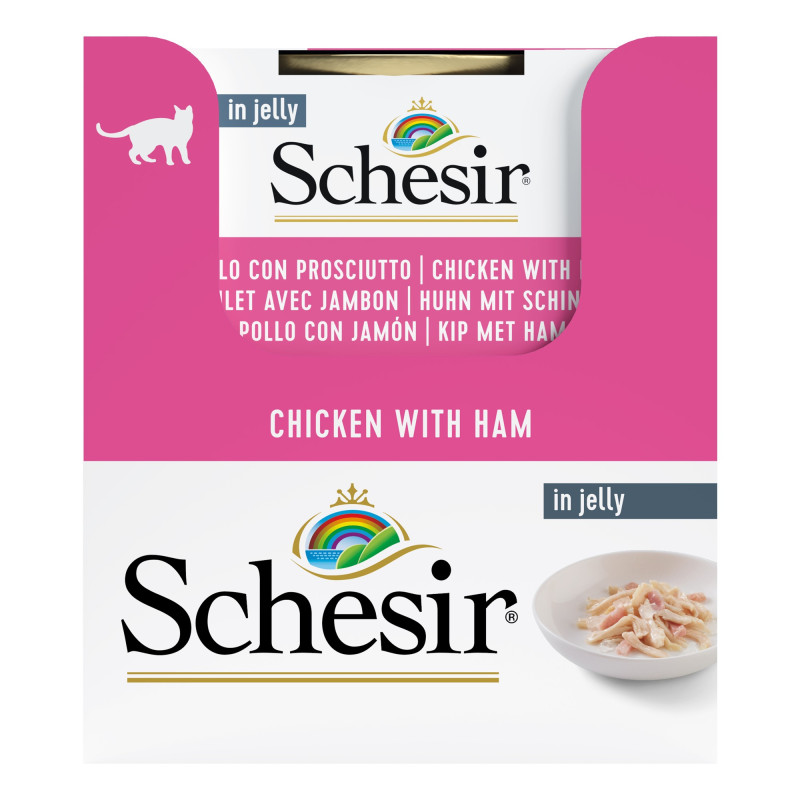 Schesir exclu web - Pack de 6 boites x 85g chat en gelée filets poulet jambon