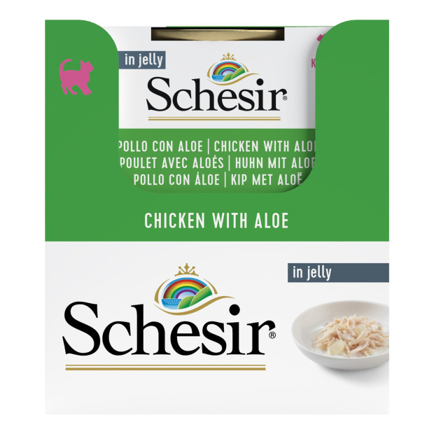 Schesir exclu web - Pack de 6 boites x 85g chaton en gelée Poulet et Aloès 