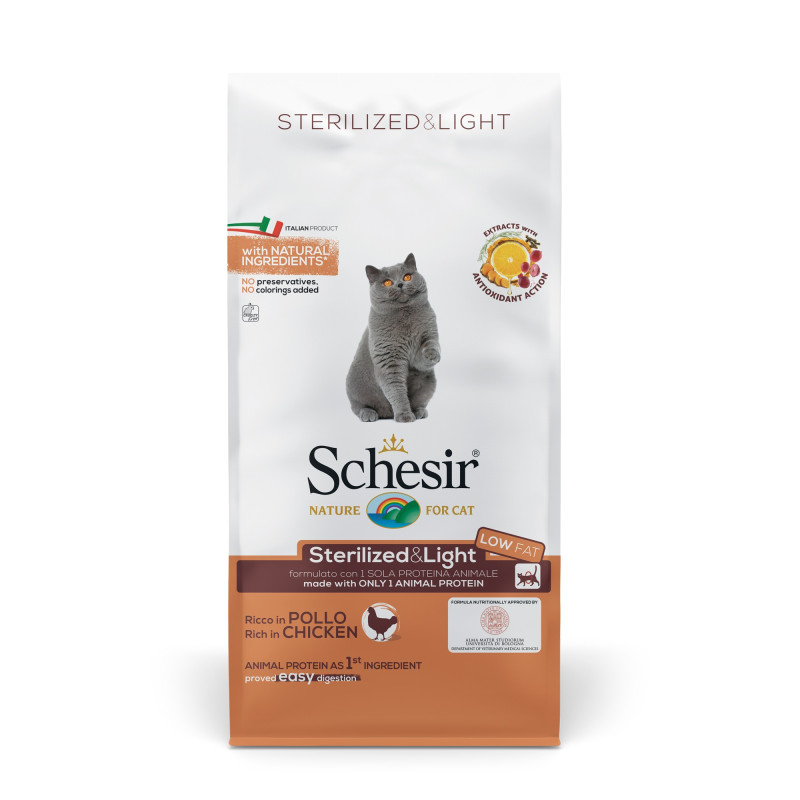 Croquettes Shesir chat stérilisé light poulet 10kg