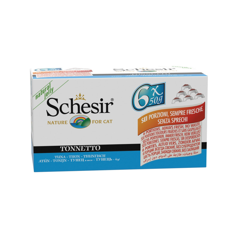 SCHESIR - Multipack 6 x 50 g. - Chat - en gelée Thon. Package