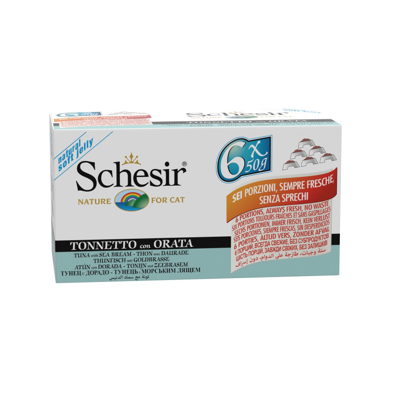 SCHESIR - Multipack 6 x 50 g. - Chat - en gelée Thon et daurade . Package