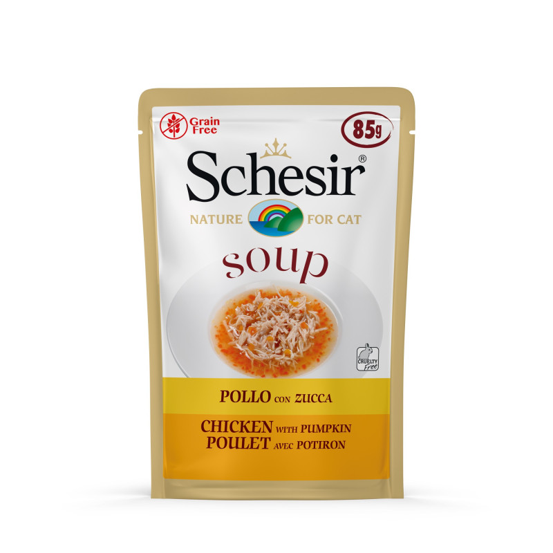 Soupes pour chat Schesir avec des vrais morceaux