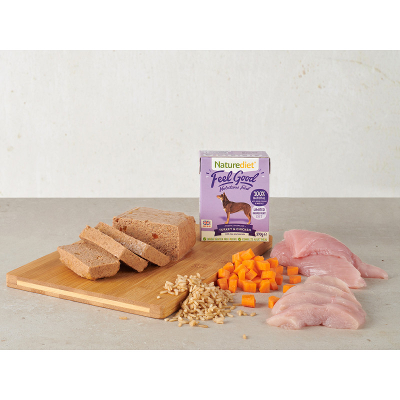 Pâtée Feel Good 390g Naturediet poulet et dinde 390g ingrédients