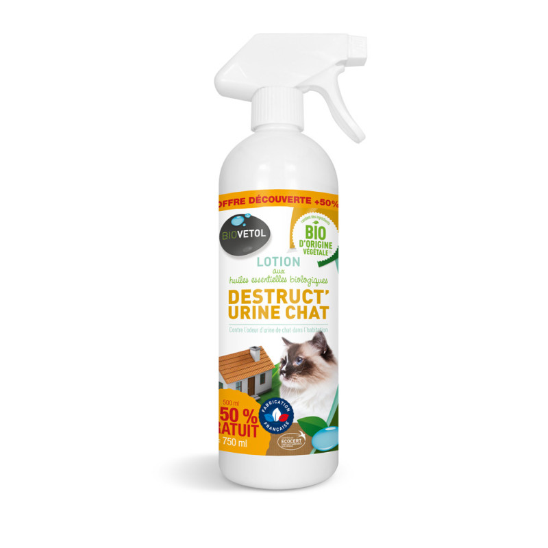 Spray Bio destructeur odeur urine chats Biovetol