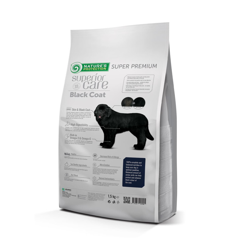 Croquettes Adulte Chien Noir Poulet Natures Protection 1,5kg verso