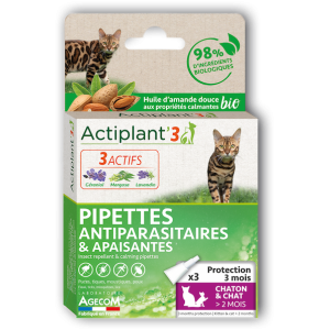 Actiplant'3 pipettes ingredients bio chat et chaton (-5kg) x 3 pipettes