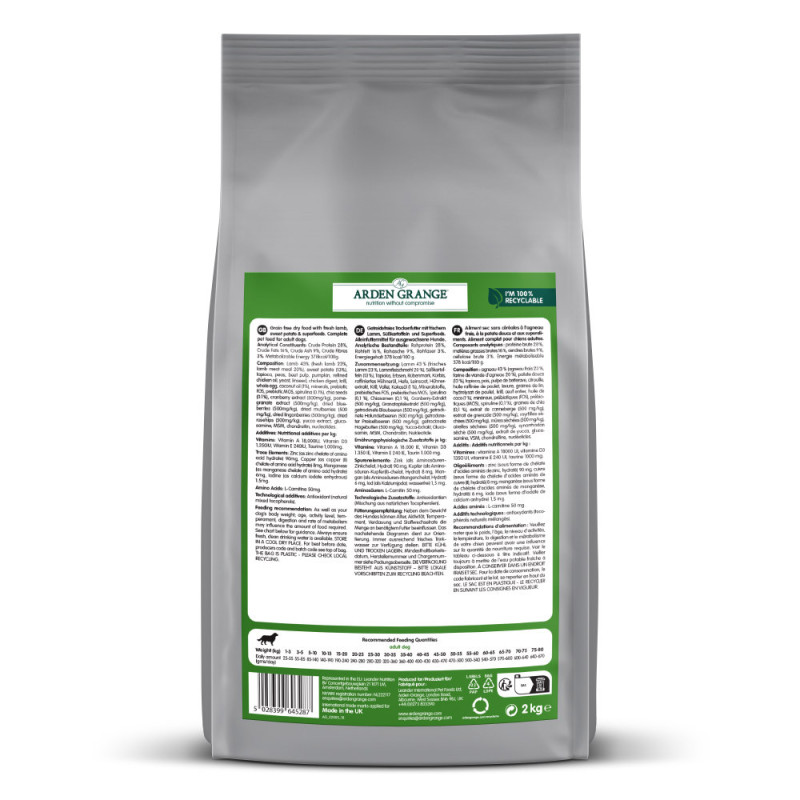 Croquettes Grain Free à l'Agneau Arden Grange 2kg
