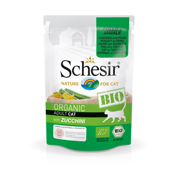 Sachets chat adulte Schesir poulet et porc 8x85g