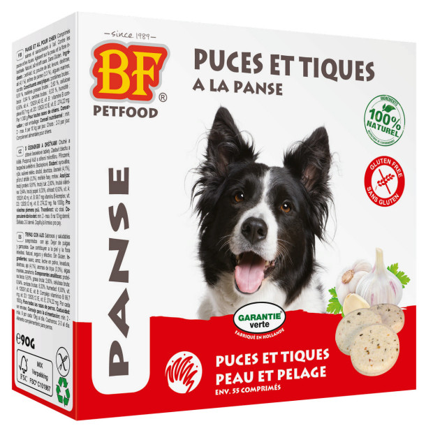 Comprimés puces et tiques à la panse pour chien Biofood