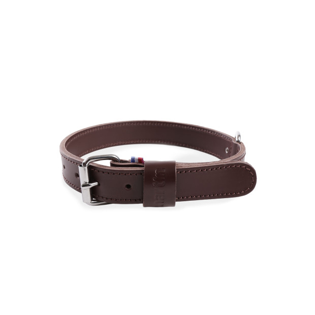 Collier chien cuir pleine fleur double épaisseur Martin sellier marron