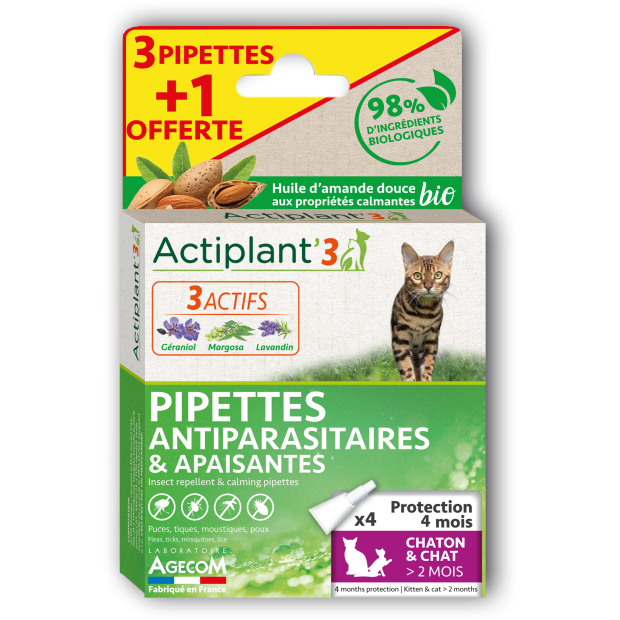 Pipettes pour chat chaton Actiplant'3  Laboratoire Agecom