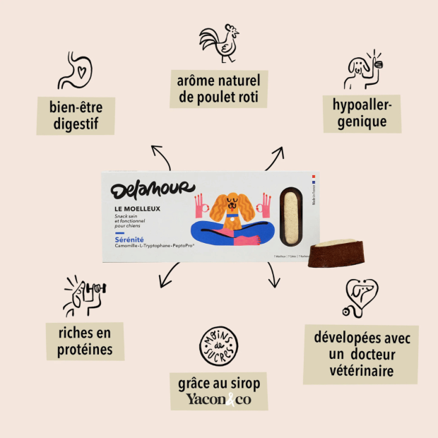 Le Moelleux Sérénité Delamour – Pâtisserie naturelle pour chien apaisé et détendu