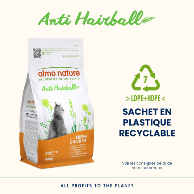 Croquettes pour chats holistic anti hairball Almo Nature
