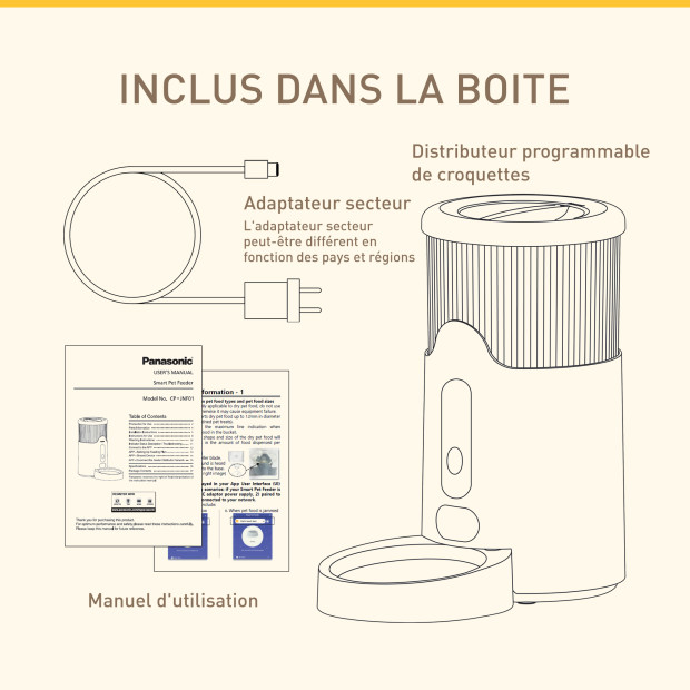 Panasonic Smart Pet Feeder 2.8L Distributeur de croquettes intelligent