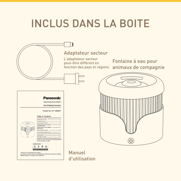 Fontaine à Eau Panasonic CP-JNW01CW 1.9L Silencieuse et Filtrée
