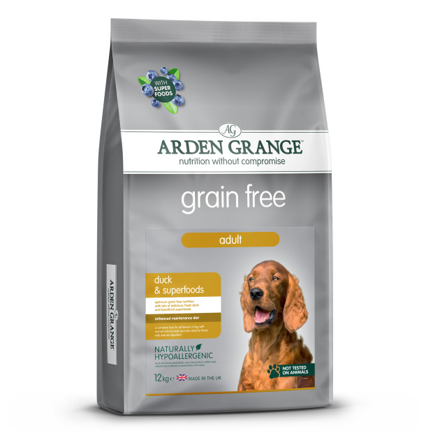 Croquettes-Grain-Free-Adulte-Canard-&-superaliments-Arden-Grange-12kg-face