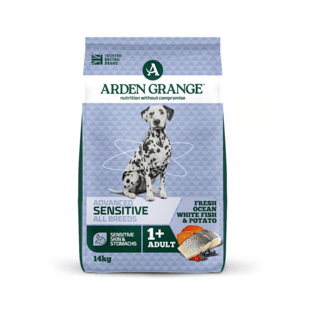 Croquettes Adulte Sensible Arden Grange au poisson blanc