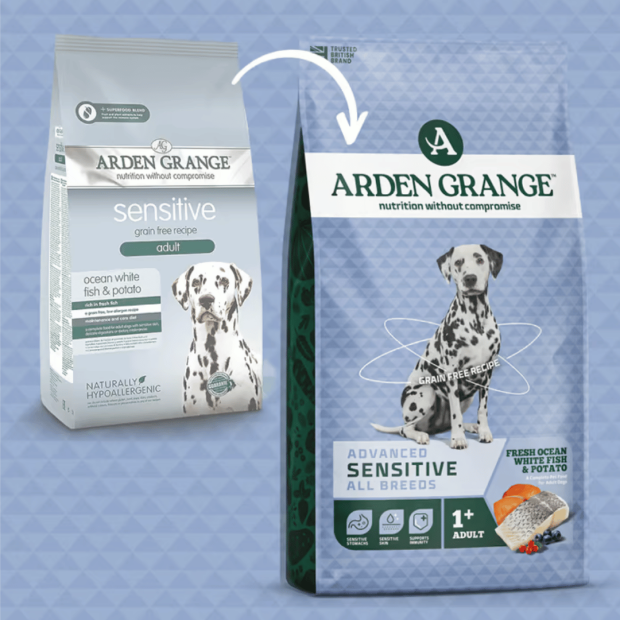 Croquettes Adulte Sensible Arden Grange au poisson blanc