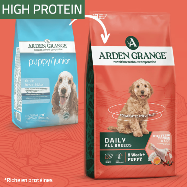 Croquettes Puppy Junior Arden Grange petites races au poulet