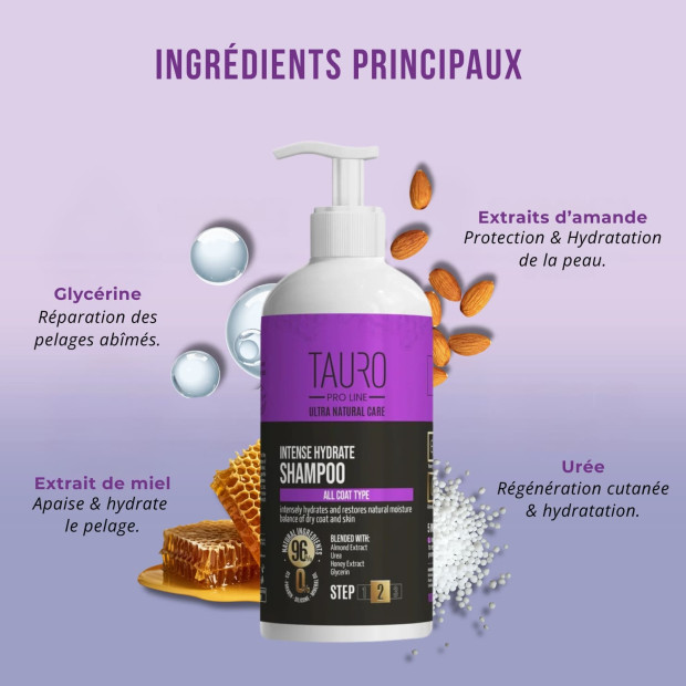 Shampoing hydratation intense tous pelages Tauro Pro Line