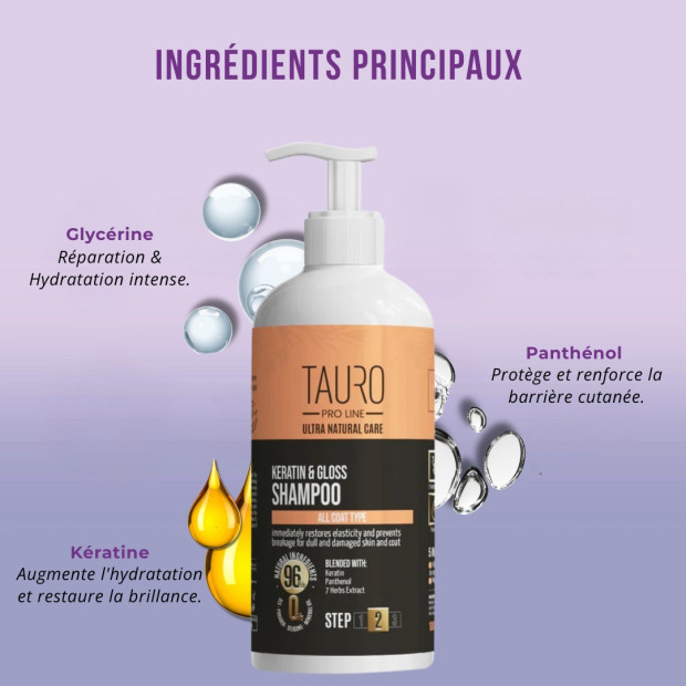 Shampoing Kératine et gloss Tauro Pro Line