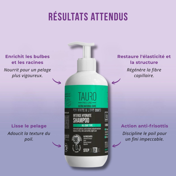 Shampoing hydratation intense chien blanc Tauro Pro Line