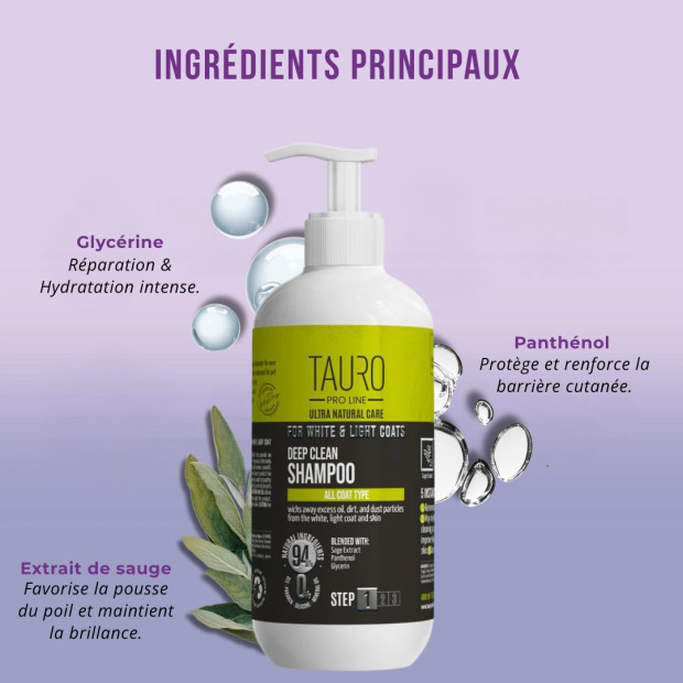 Shampoing Deep Clean Chien Blanc Tauro Pro Line