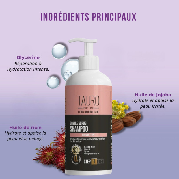 Gommage doux peau et poils Tauro Pro Line chien et chat