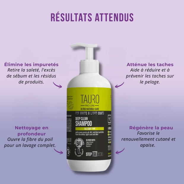 Shampoing Deep Clean Chien Blanc Tauro Pro Line