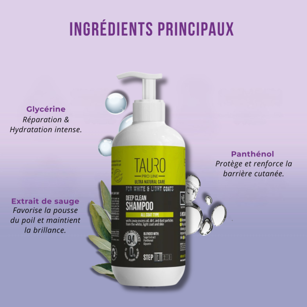 Shampoing Deep Clean Chien Blanc Tauro Pro Line