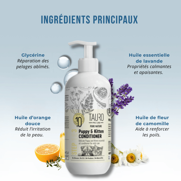 Conditionneur doux pour chiot Tauro Pro Line après-shampoing