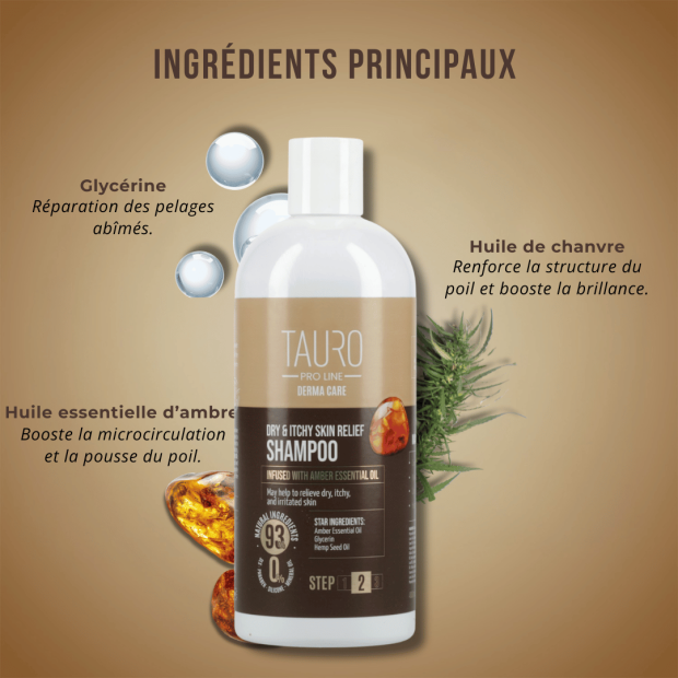 Shampoing à l'ambre peaux sèches - Tauro Pro Line