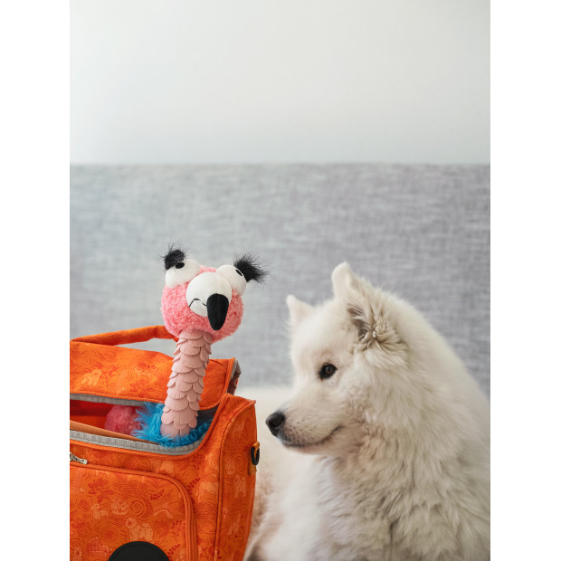 Peluche flamant rose Misoko : jouet doux pour chien