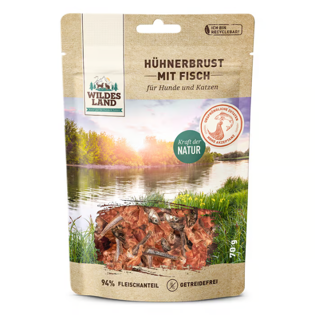 Friandises poulet et poisson chiens et chats Wildes Land