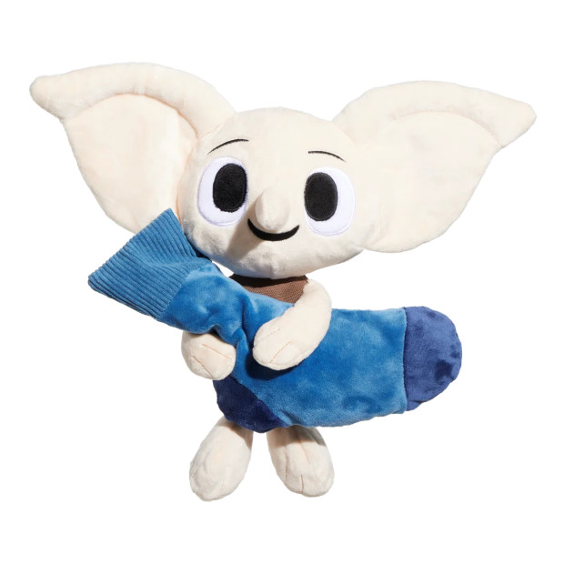Peluche Dobby Harry Potter pour chien tenant une chaussette bleue